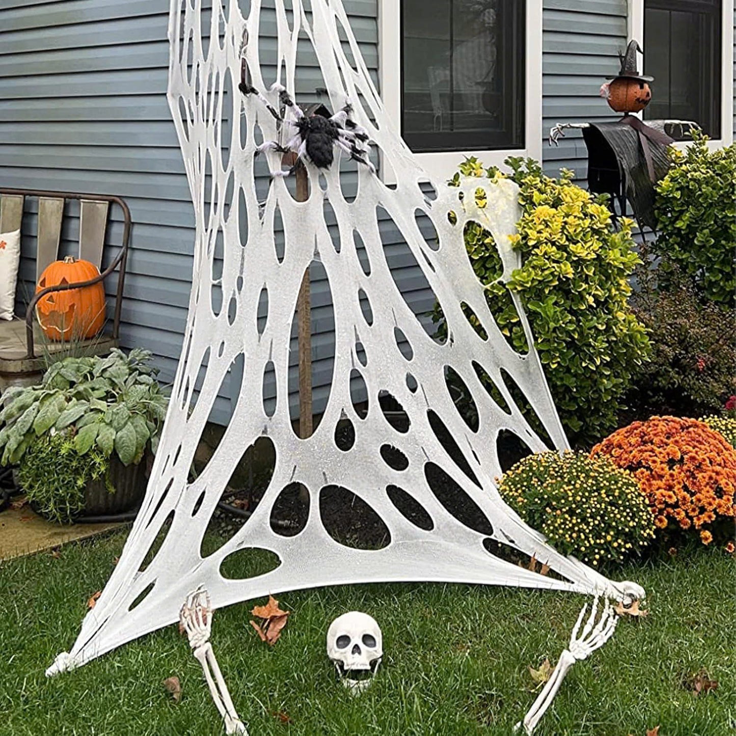 450 / 900 sqft Stretchy Spider Web Outdoor Halloween Decorations (2-Pack)