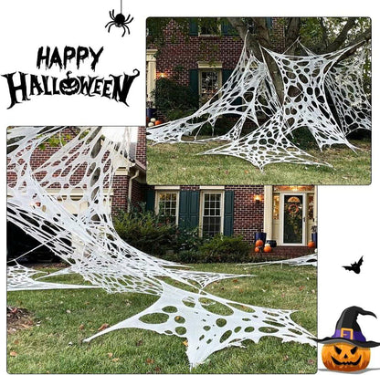 450 / 900 sqft Stretchy Spider Web Outdoor Halloween Decorations (2-Pack)