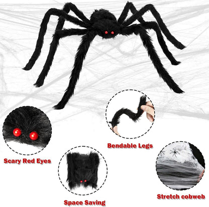 12 PCS Giant Halloween Spider Decorations - Assorted Size Hairy Spiders