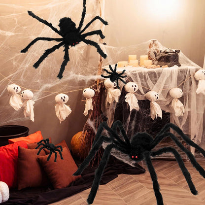 12 PCS Giant Halloween Spider Decorations - Assorted Size Hairy Spiders