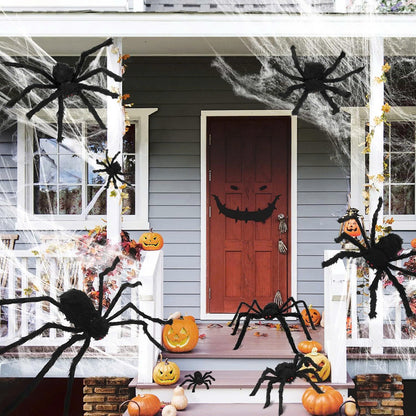 12 PCS Giant Halloween Spider Decorations - Assorted Size Hairy Spiders