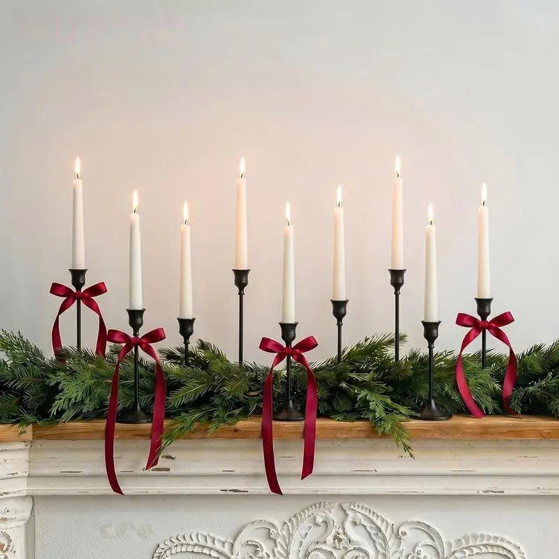 6Pcs Black Taper Candle Holders - Modern Candlestick Table Centerpiece