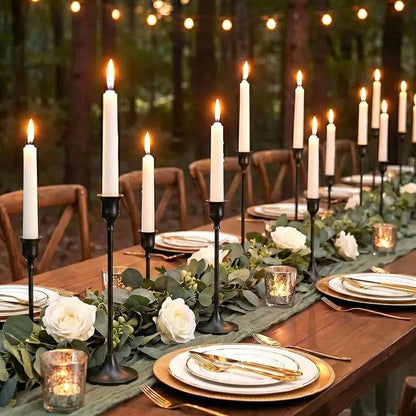 6Pcs Black Taper Candle Holders - Modern Candlestick Table Centerpiece