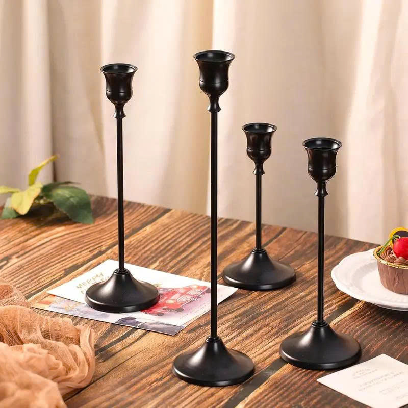 6Pcs Black Taper Candle Holders - Modern Candlestick Table Centerpiece