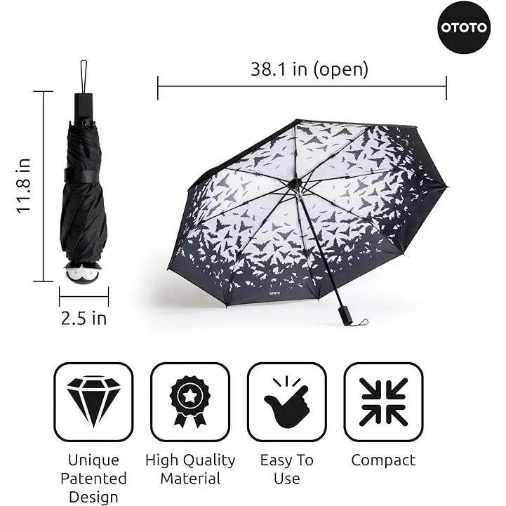 OTOTO Spookula Vampire Folding Umbrella - Windproof Travel Parasol