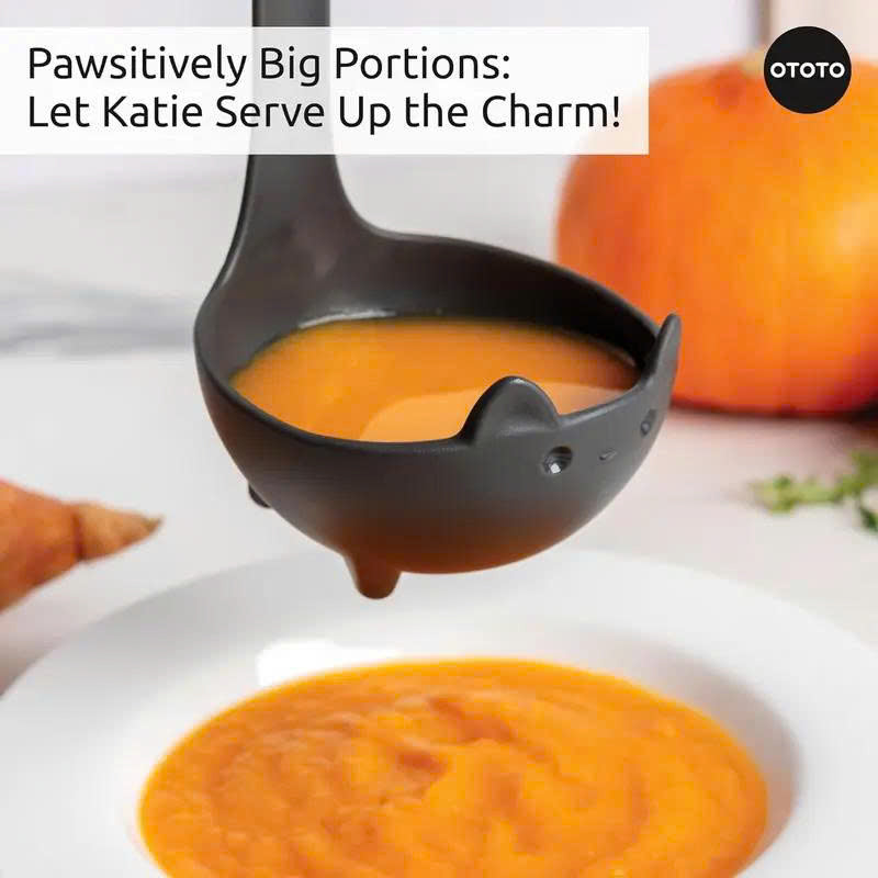 OTOTO Katie Cat Soup Ladle - Standing Heat Resistant Kitchen Ladle