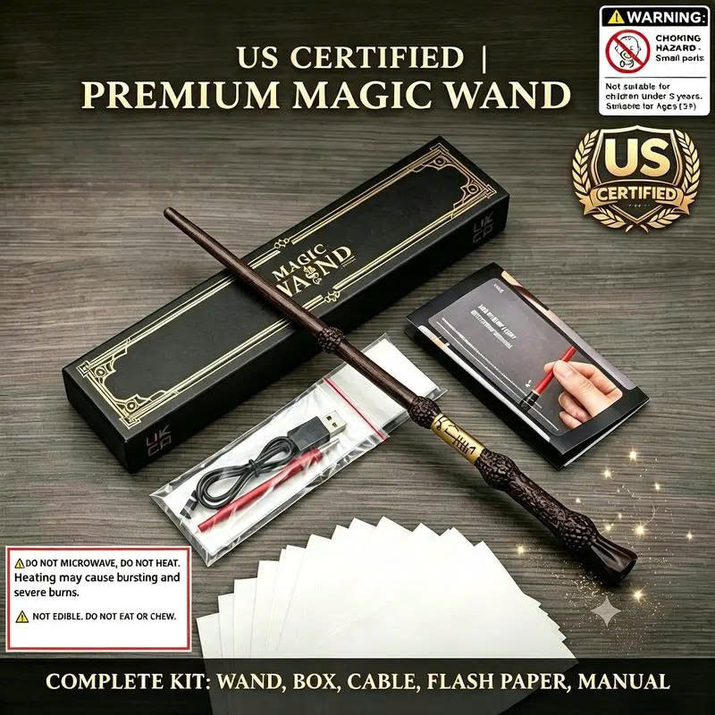 Rechargeable Resin Wizard Magic Wand Set with Gift Box & Flash Paper