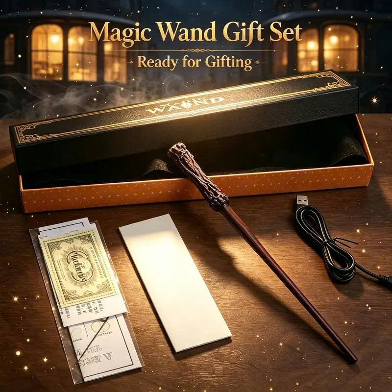 Rechargeable Resin Wizard Magic Wand Set with Gift Box & Flash Paper