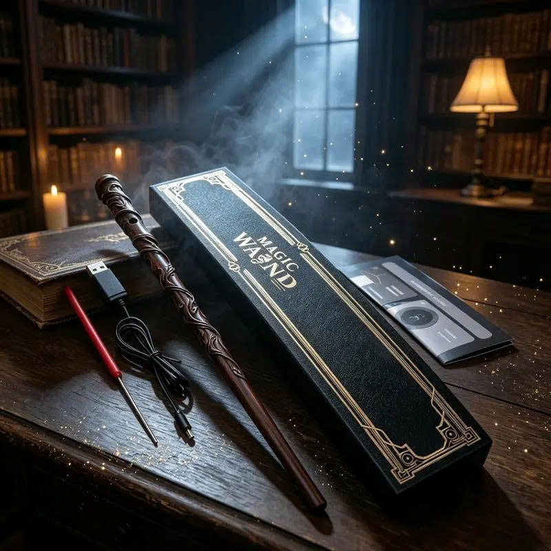 Rechargeable Resin Wizard Magic Wand Set with Gift Box & Flash Paper