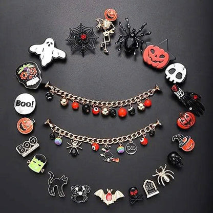 23PCS Halloween Shoe Charms Set for Crocs - Metal Spooky Clog Pins & Chains