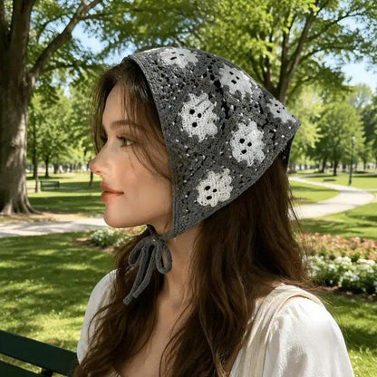 Women's Halloween Crochet Bandana - Boho Triangle Head Scarf