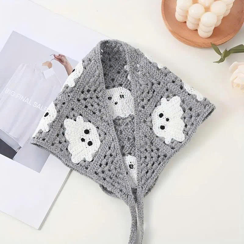 Women's Halloween Crochet Bandana - Boho Triangle Head Scarf