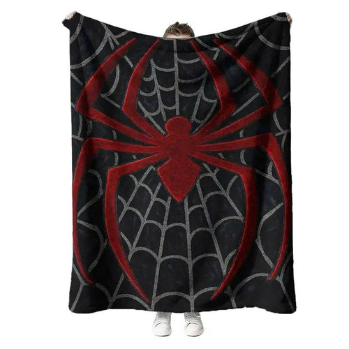 Spider Web Flannel Throw Blanket - Soft Gothic Halloween Fleece Blanket