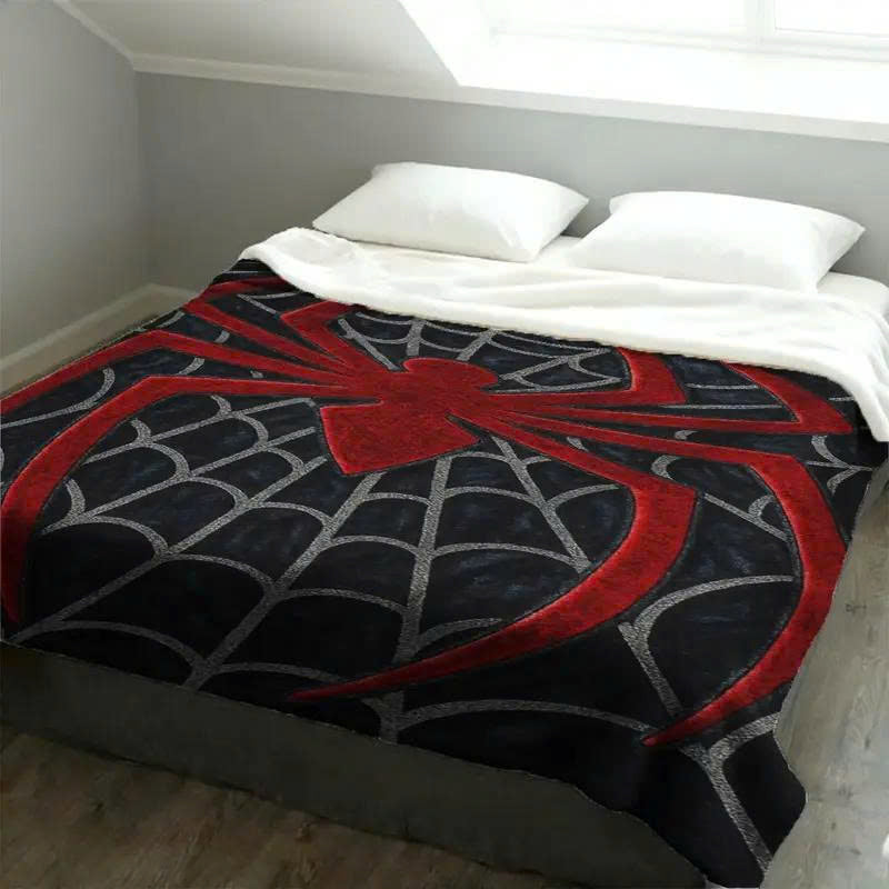 Spider Web Flannel Throw Blanket - Soft Gothic Halloween Fleece Blanket