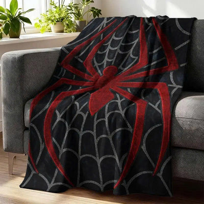 Spider Web Flannel Throw Blanket - Soft Gothic Halloween Fleece Blanket