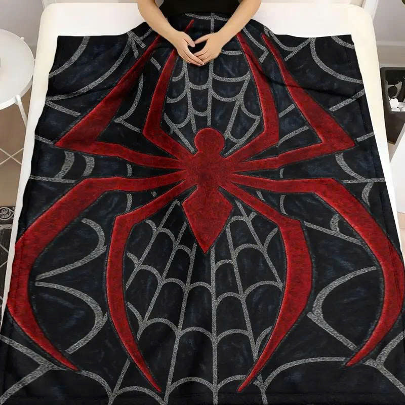 Spider Web Flannel Throw Blanket - Soft Gothic Halloween Fleece Blanket