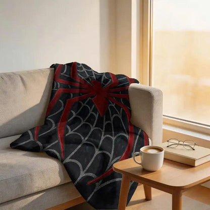 Spider Web Flannel Throw Blanket - Soft Gothic Halloween Fleece Blanket