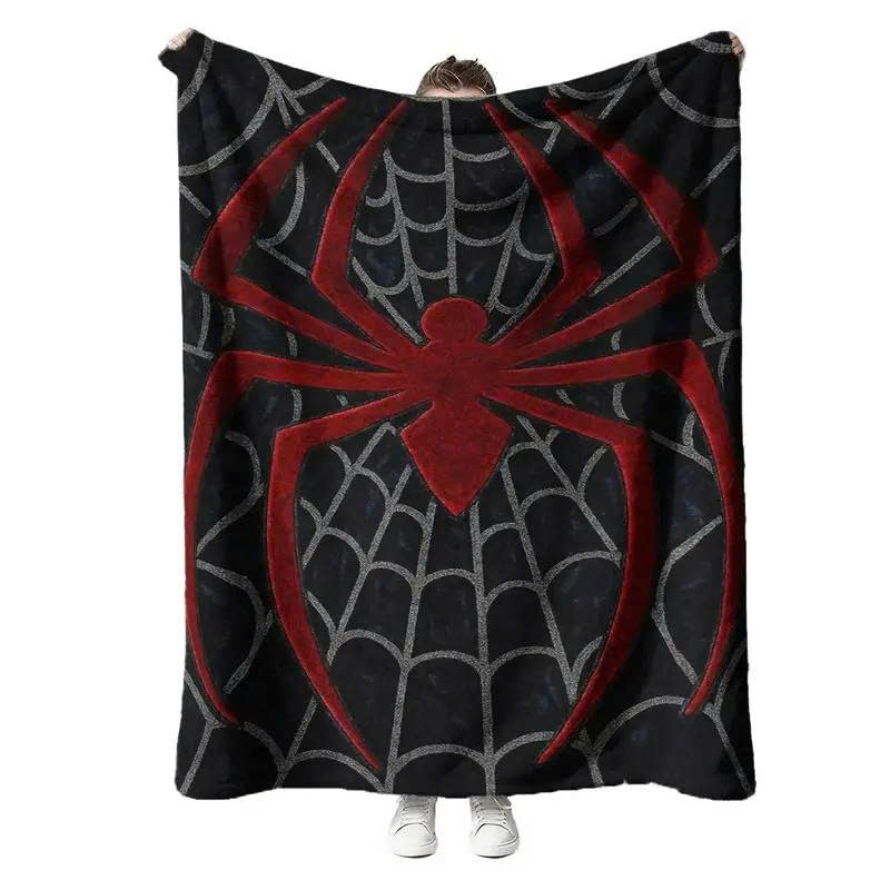 Spider Web Flannel Throw Blanket - Soft Gothic Halloween Fleece Blanket