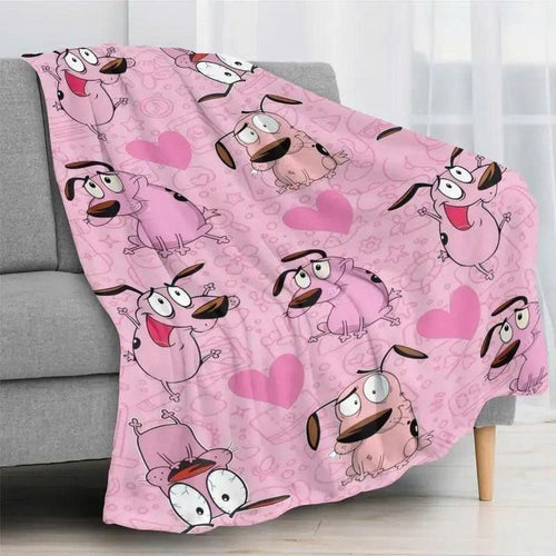 Courage The Cowardly Dog Flannel Blanket - Soft Cartoon Throw Blanket
