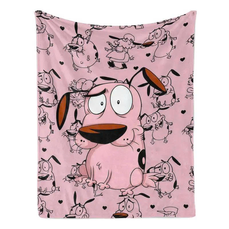 Courage The Cowardly Dog Flannel Blanket - Soft Cartoon Throw Blanket