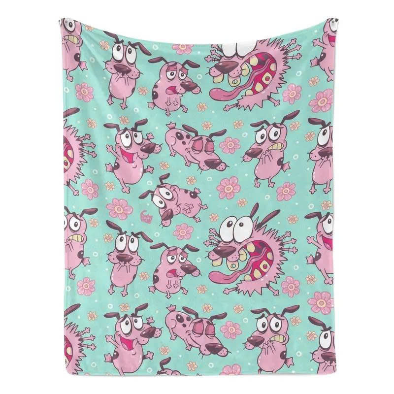 Courage The Cowardly Dog Flannel Blanket - Soft Cartoon Throw Blanket