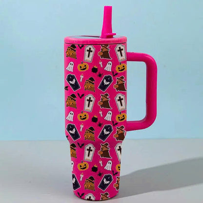 40oz Halloween Ghost Stainless Steel Tumbler with Handle and Straw Lid