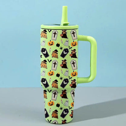 40oz Halloween Ghost Stainless Steel Tumbler with Handle and Straw Lid