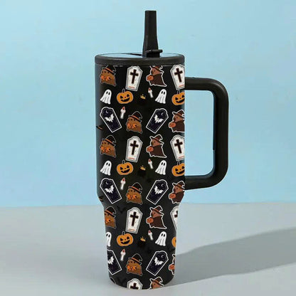 40oz Halloween Ghost Stainless Steel Tumbler with Handle and Straw Lid