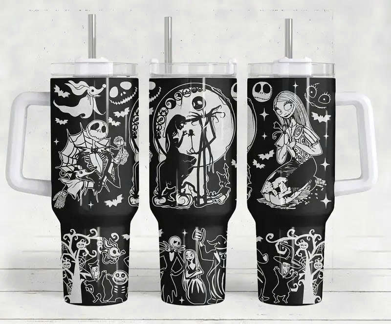40oz Nightmare Before Christmas Tumbler with Handle and Straw