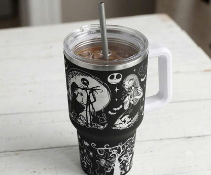 40oz Nightmare Before Christmas Tumbler with Handle and Straw