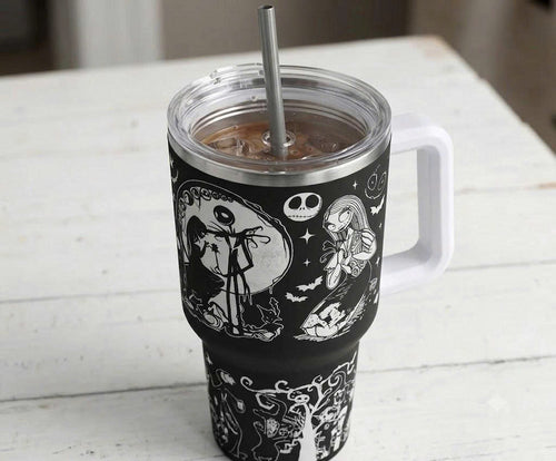 40oz Nightmare Before Christmas Tumbler with Handle and Straw
