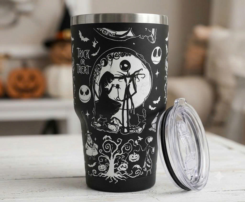 40oz Nightmare Before Christmas Tumbler with Handle and Straw