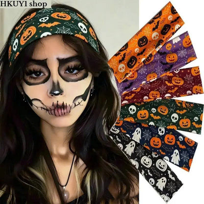 Halloween Wide Elastic Headband (1/6 Pcs) - Spooky Stretch Hair Band for Women
