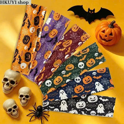 Halloween Wide Elastic Headband (1/6 Pcs) - Spooky Stretch Hair Band for Women