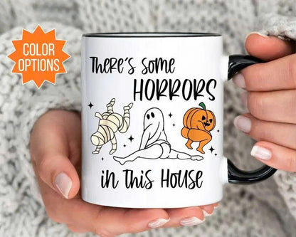 There's Some Horrors In This House Mug - Funny Halloween Ceramic Coffee Cup