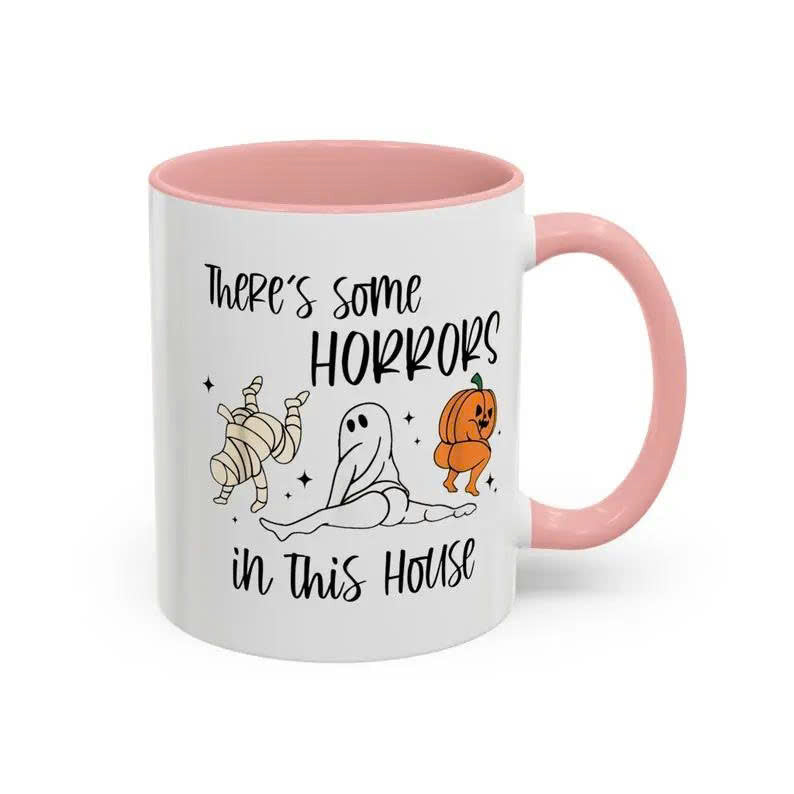 There's Some Horrors In This House Mug - Funny Halloween Ceramic Coffee Cup