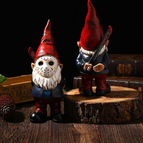 Horror Garden Gnome Statue - 5.5" Halloween Slasher Killer Outdoor Decor