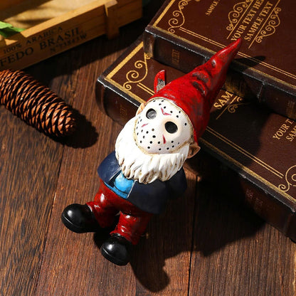 Horror Garden Gnome Statue - 5.5" Halloween Slasher Killer Outdoor Decor