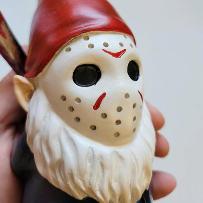 Horror Garden Gnome Statue - 5.5" Halloween Slasher Killer Outdoor Decor