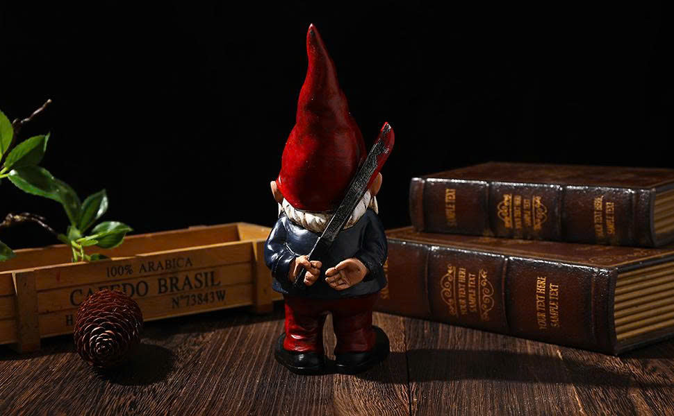 Horror Garden Gnome Statue - 5.5" Halloween Slasher Killer Outdoor Decor