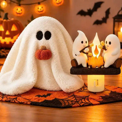 Ghost Campfire Flickering Night Light - 3D LED Plug-in Halloween Wall Light