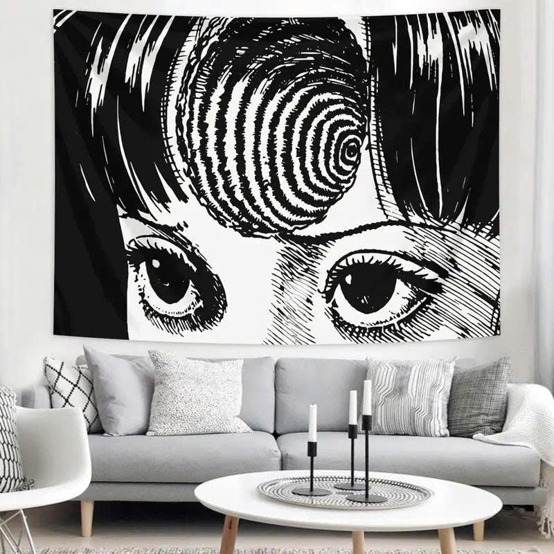 Japanese Horror Manga Tapestry - Spiral Anime Girl Wall Hanging Decor