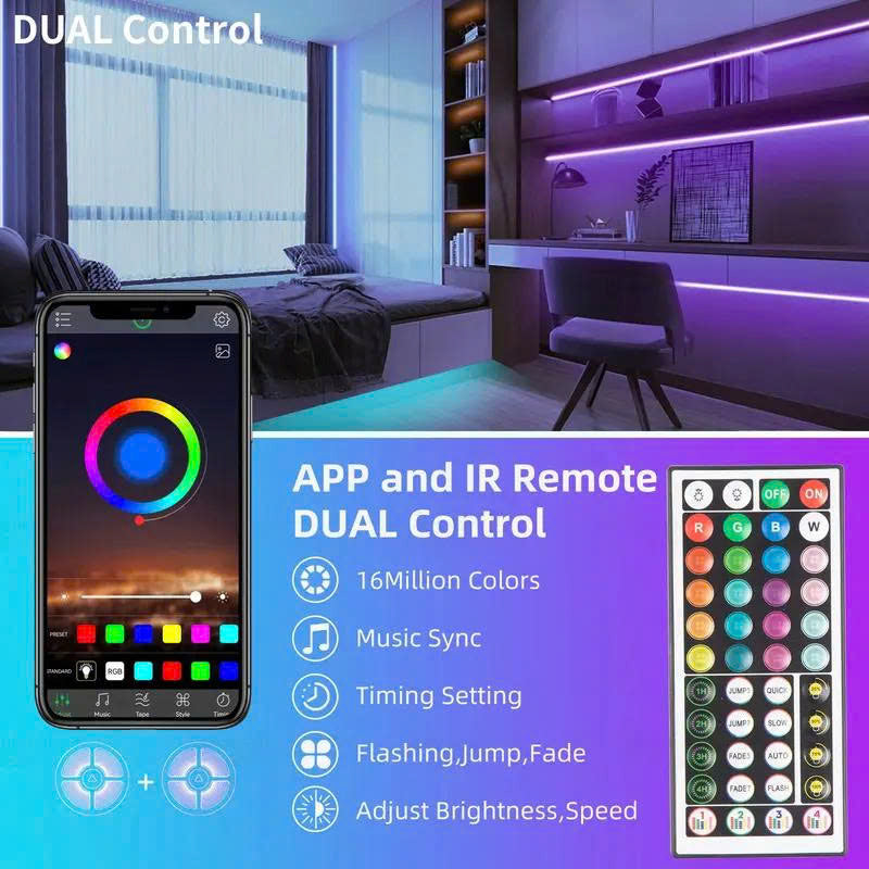 Smart RGB LED Strip Lights - Bluetooth Music Sync Light Strip with App & Remote