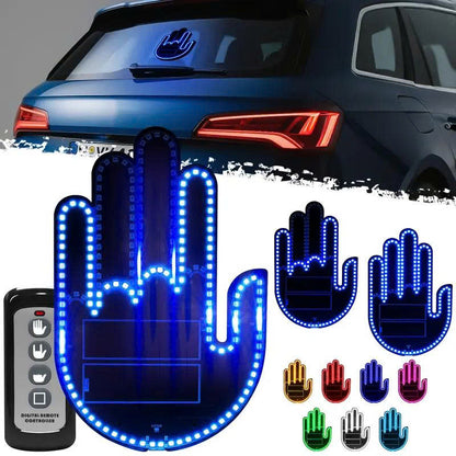 LED Car Hand Gesture Light with Remote - 3 Modes Fun Rear Window Sign