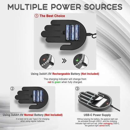 LED Car Hand Gesture Light with Remote - 3 Modes Fun Rear Window Sign
