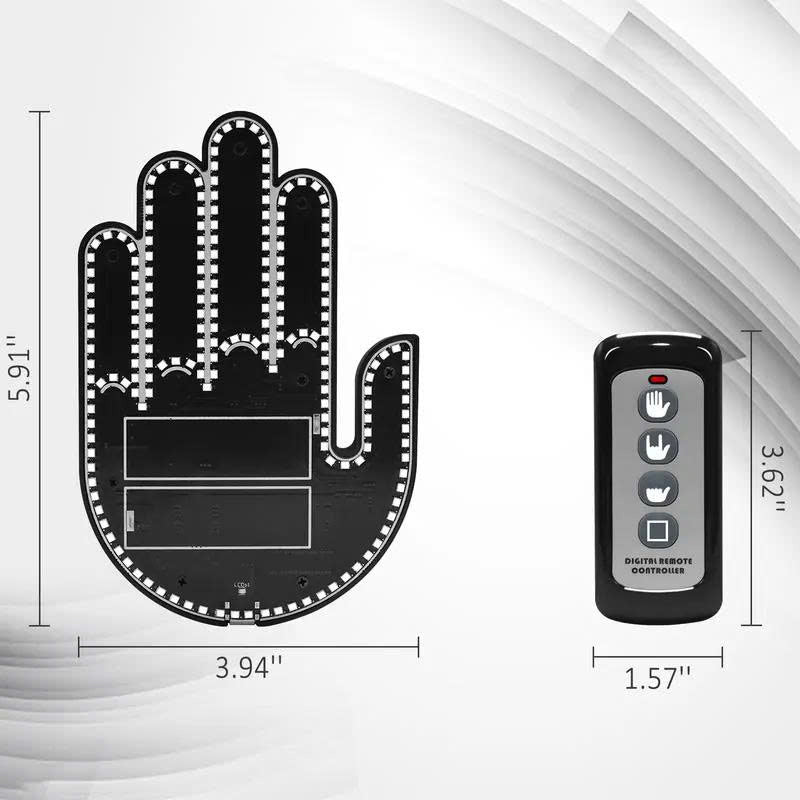 LED Car Hand Gesture Light with Remote - 3 Modes Fun Rear Window Sign