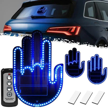 LED Car Hand Gesture Light with Remote - 3 Modes Fun Rear Window Sign