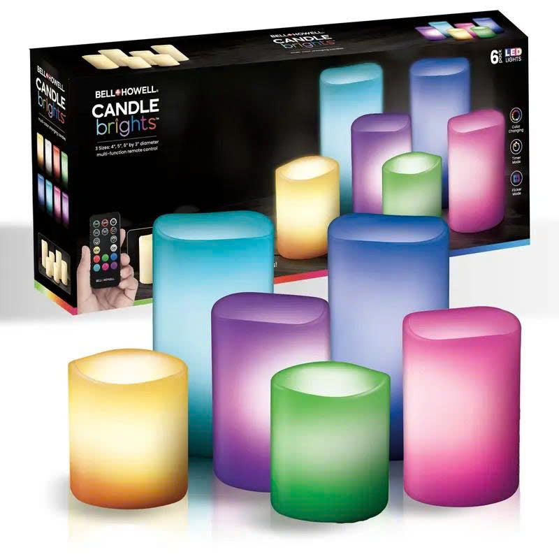6-Pack Color Changing Flameless LED Pillar Candles with Remote & Timer