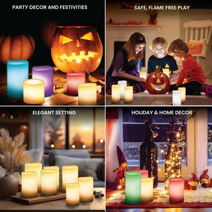 6-Pack Color Changing Flameless LED Pillar Candles with Remote & Timer