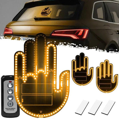 LED Car Hand Gesture Light with Remote - 3 Modes Fun Rear Window Sign